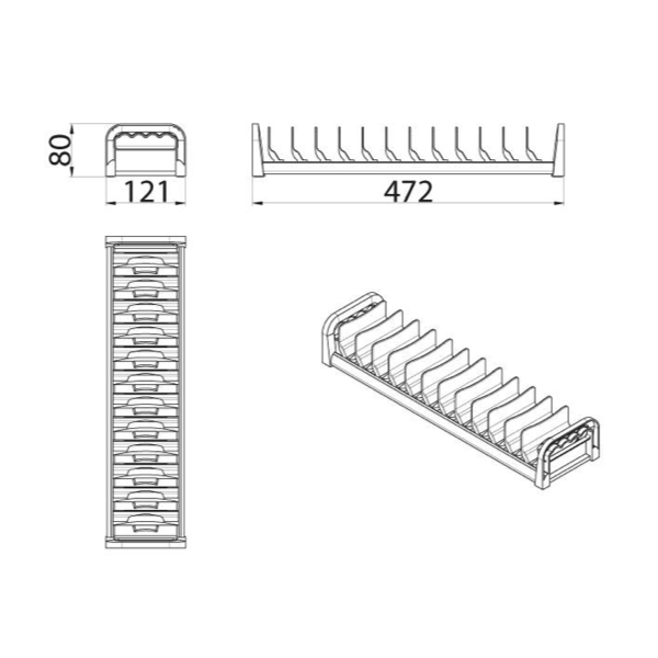 10250_a-1 Organizér na taniere / pokrievky 121x472x80 antracit