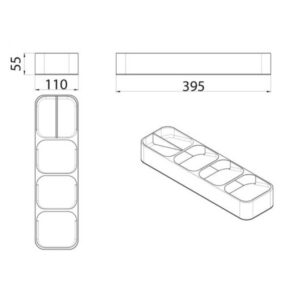 Organizér na príbory 100x395x55 sivá