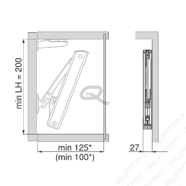 BLUM - AVENTOS HK-XS súprava zdvíhacích mechanizmov pre TIP-ON 20K1301T