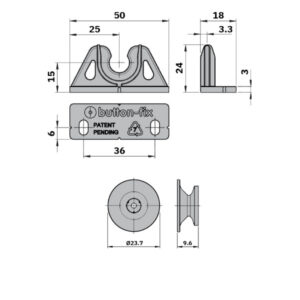 Upevnenie Button-fix Typ 2  - 90°