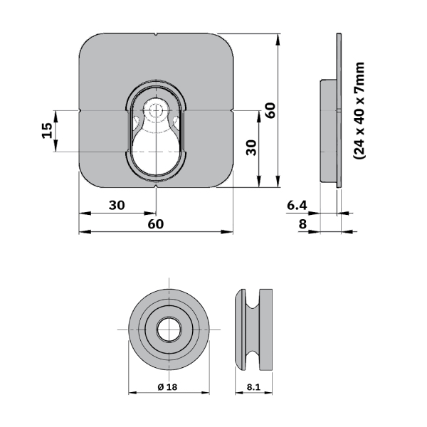 Upevnenie Bonded Button-fix Typ 1 do dreva