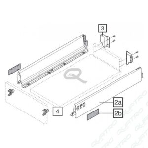 BLUM - ANTARO bok "M" 450mm sivý Ľ+P 378M4502SA R9006