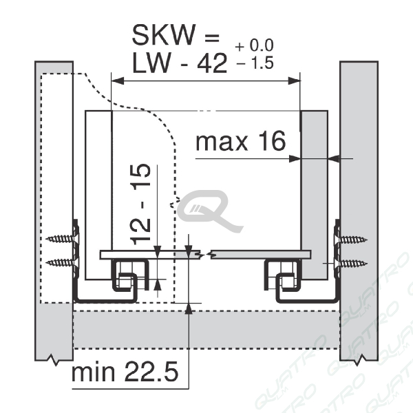 14491_c BLUM - TANDEM čiastočný výsuv pre TIP-ON 270mm 30kg 550H2700T