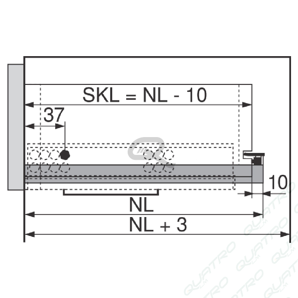 14491_d BLUM - TANDEM čiastočný výsuv pre TIP-ON 270mm 30kg 550H2700T