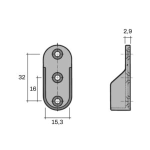 1506.02_a-1 Držiak tyče 15x32 H44mm 3 otvory H