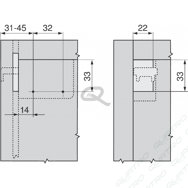 BLUM - kovanie závesné na naskrutkovanie biele pravé 48N0510.02
