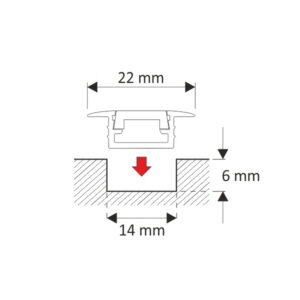 LED profil zápustný pre LED pás s čiernou krytkou čierny (bm)