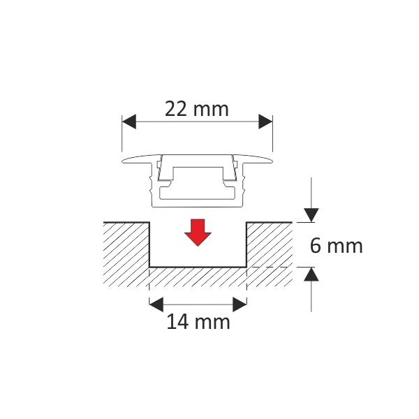 LED profil zápustný pre LED pás s čiernou krytkou čierny (bm)