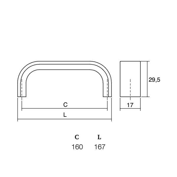 Úchytka SENSE MINI VIEFE L160 chróm 0301160L01