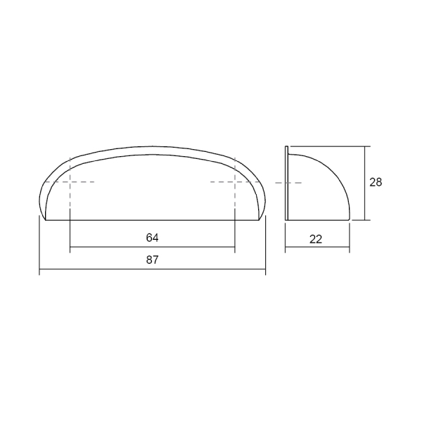 Úchytka  AURA VIEFE L64 striebro 0391064Z612