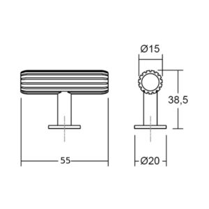 Knopok RILLE VIEFE 55x38mm mosadz brúsená tmavá 0528055L291