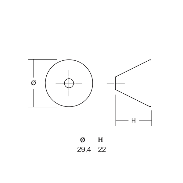 Knopok CONIC VIEFE D29 dub 0538029W16