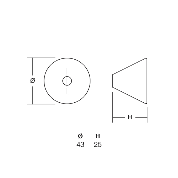 Knopok CONIC VIEFE D43 čierna matná 0538043ZM2