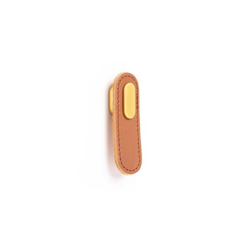 Knopok OBLONG VIEFE 70 mm koža bežová + zlatá 0507070P2628