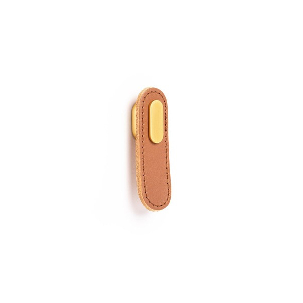 Knopok OBLONG VIEFE 70 mm koža bežová + zlatá 0507070P2628