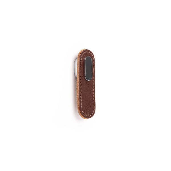 Knopok OBLONG VIEFE 70 mm koža hnedá + chróm 0507070P3601