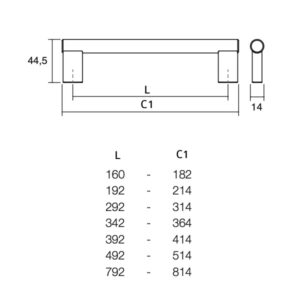 Úchytka VECTOR VIEFE L197 sivá brúsená 0434197L31