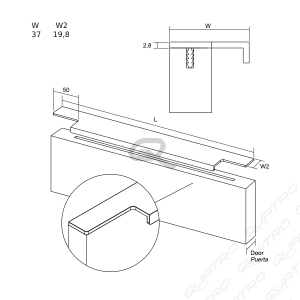 Úchytka LINEAR VIEFE L147 čierna česaná 0139147L30