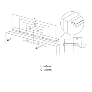 Úchytka ANGLE VIEFE L32 hliník 0077032L04