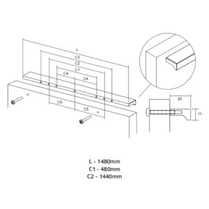 Úchytka ANGLE VIEFE L1440 sivá 00771440LM23