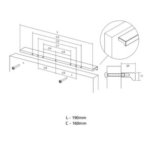 Úchytka ANGLE VIEFE L160 Hliník 0077160L04