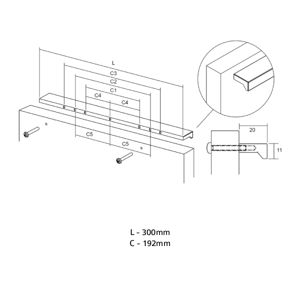 Úchytka ANGLE VIEFE L192 nerez 0077192L24