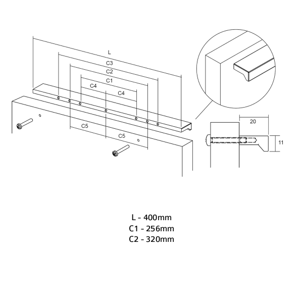 Úchytka ANGLE VIEFE L256 chróm 0077256L01