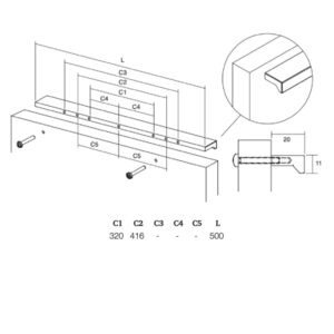 Úchytka ANGLE VIEFE L416 nerez 0077416L24