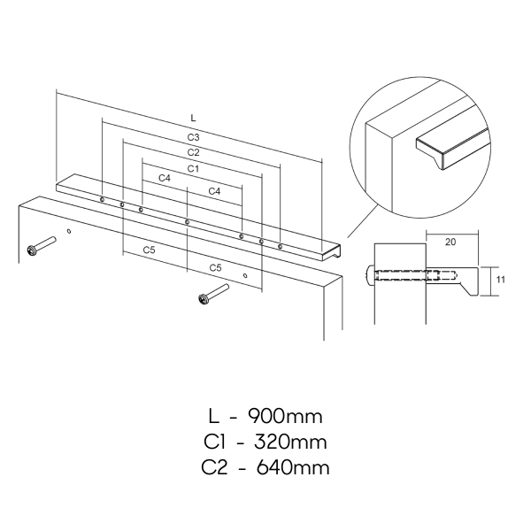 Úchytka ANGLE VIEFE L640 čierna matná 0077640LM2