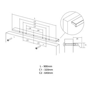 Úchytka ANGLE VIEFE L640 sivá 0077640LM23