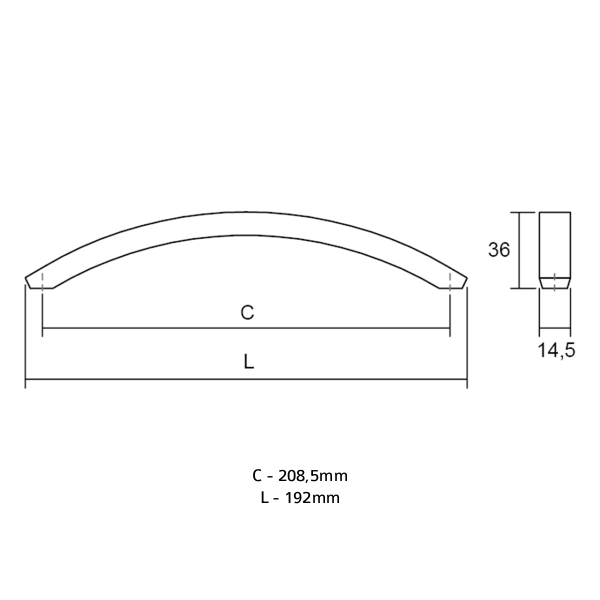 Úchytka ARCH VIEFE L192 nikel česaný 0206192Z23