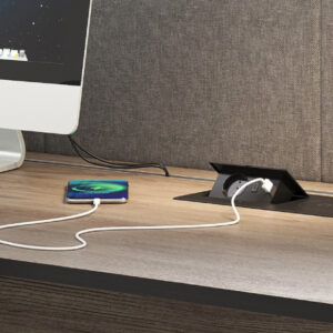 28188_a-1 Zásuvka výklopná ZEOBOX 1,5m čierna - USB-C, USB-A, 230V, indukčná nabíjačka