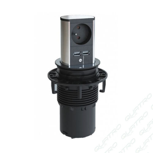 Zásuvka ELEVATOR výsuvná 1x230V, 2xUSB (5,2V/2,15A) nerez BACHMANN 928.020