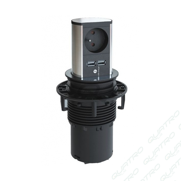 Zásuvka ELEVATOR výsuvná 1x230V, 2xUSB (5,2V/2,15A) nerez BACHMANN 928.020