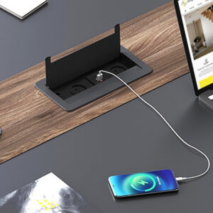 Zásuvka výklopná INBOX čierna - 2x230V + USB C/A + RJ45 + HDMI