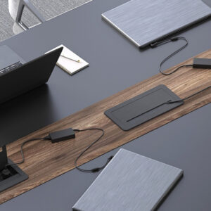 Zásuvka výklopná INBOX čierna - 2x230V + USB C/A + RJ45 + HDMI