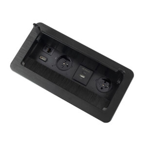 Zásuvka výklopná INBOX čierna - 2x230V + USB C/A + RJ45 + HDMI