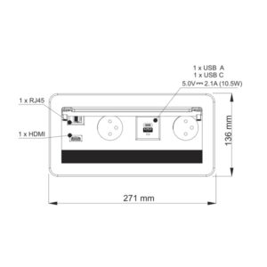 Zásuvka výklopná INBOX čierna - 2x230V + USB C/A + RJ45 + HDMI