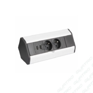 Zásuvka rohová CORNER BOX 2 USB hliník