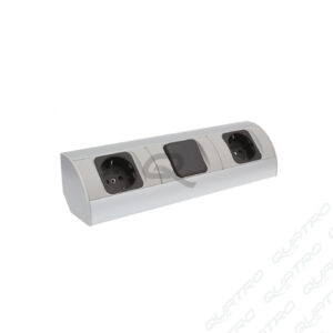 Zásuvka rohová CORNER BOX 2G+1W SCHUKO hliník
