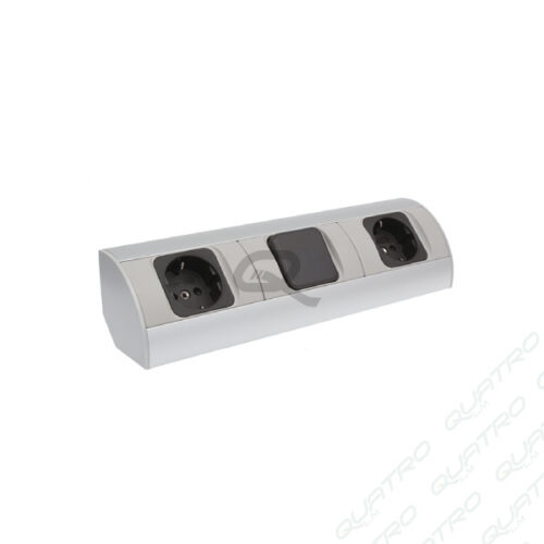 Zásuvka rohová CORNER BOX 2G+1W SCHUKO hliník