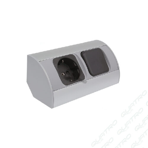 Zásuvka rohová CORNER BOX 1G+1W SCHUKO hliník