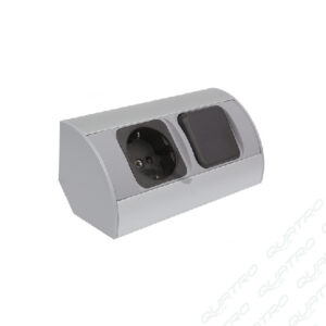 Zásuvka rohová CORNER BOX 1G+1W SCHUKO hliník