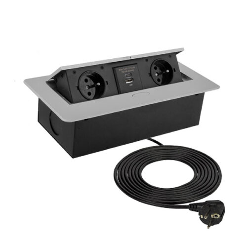 Zásuvka výklopná KOMBI BOX USB 3m hliník