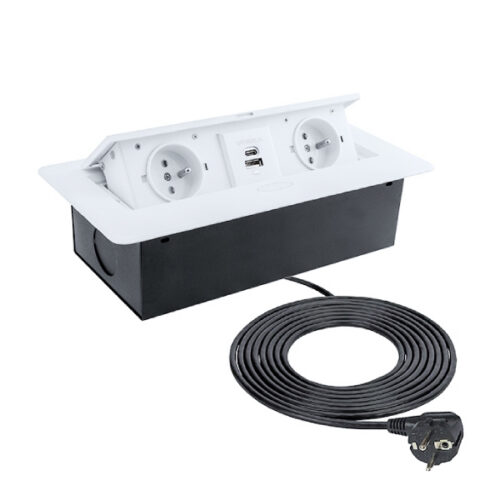 Zásuvka výklopná KOMBI BOX USB 3m biela