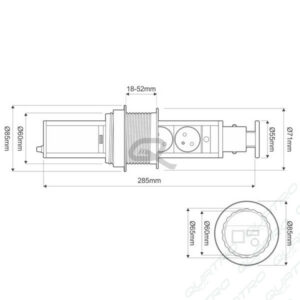 28280_a-1 Zásuvka výsuvná LIFT BOX USB hliník