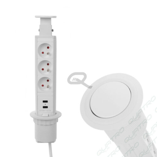 Zásuvka výsuvná LIFT BOX USB biela