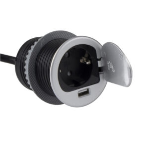 Zásuvka otváracia SINGLE BOX USB hliník