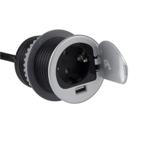 Zásuvka otváracia SINGLE BOX USB hliník