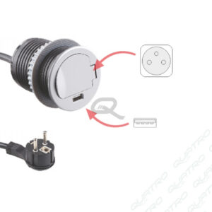 Zásuvka otváracia SINGLE BOX USB hliník